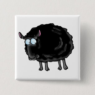 Zwarte schapen vierkante button 5,1 cm