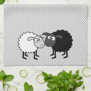 Zwarte Schapen Witte Schapen Keukenhanddoek 40cm x