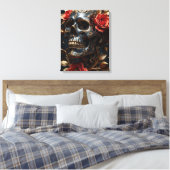 Zwarte schedel canvas afdruk (Insitu (Slaapkamer))