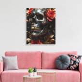 Zwarte schedel canvas afdruk (Insitu (Woonkamer))
