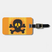 Zwarte schedel en kruisbeenderen bagagelabel (Voorkant horizontaal)