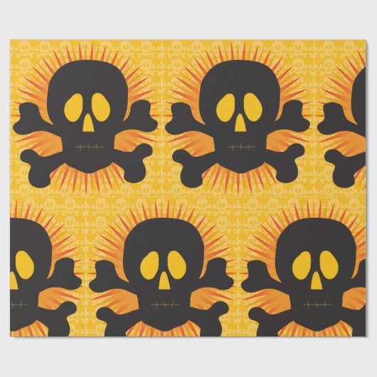 Zwarte schedel en kruisbeenderen cadeaupapier (Vlak)
