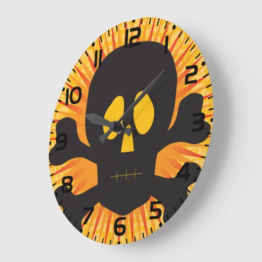 Zwarte schedel en kruisbeenderen grote klok (Hoek)