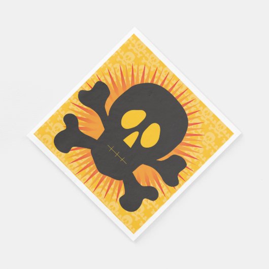 Zwarte schedel en kruisbeenderen servet (Hoek)