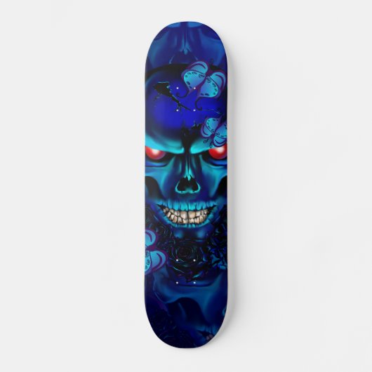 Zwarte schedel en Rozen skateboard (Voorkant)