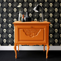 Zwarte Schedel en Spinnenweb Halloween