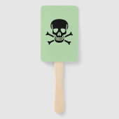 Zwarte Schedel groene rechthoek hand ventilatoren Handwaaier (Achterkant)