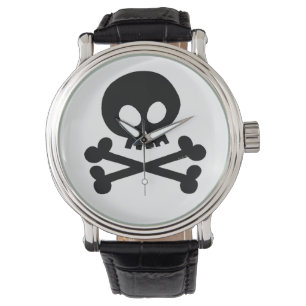 Zwarte schedel horloge