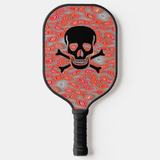 Zwarte schedel Lava pickleball paddle (Voorkant)