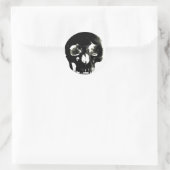 Zwarte schedel - Negatief Afbeelding Ronde Sticker (Tas)