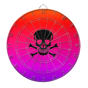 Zwarte schedel neon dartboard dartbord