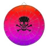 Zwarte schedel neon dartboard dartbord (Voorkant)