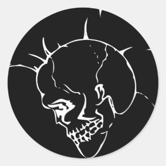 Zwarte schedel Punk ronde Sticker