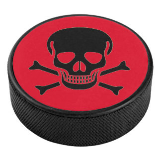 Zwarte Schedel rode hockey puck