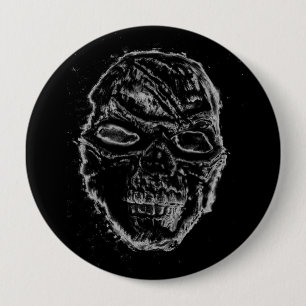 Zwarte schedel ronde button 4,0 cm
