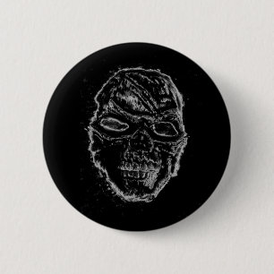 Zwarte schedel ronde button 5,7 cm