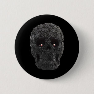Zwarte schedel Rozen Gotische Bloemen Halloween Ko Ronde Button 5,7 Cm
