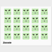 Zwarte schets van Cat Face Intense Green Eyes Vierkante Sticker (Vel)
