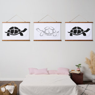 Zwarte schildpad hangend wandkleed