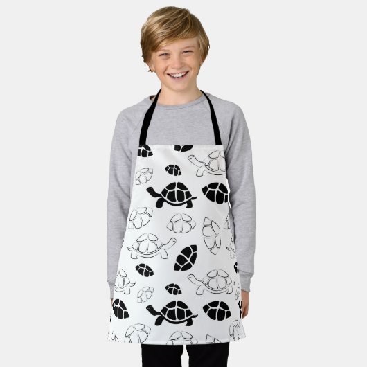 Zwarte schildpad schort (Gedragen)
