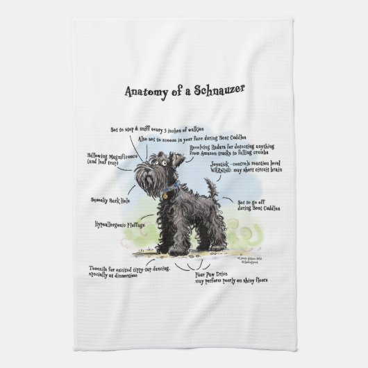 Zwarte Schnauzer keukenhanddoek (Verticaal)