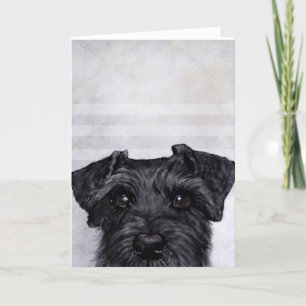Zwarte schnauzer origineel schilderij en ontwerp kaart