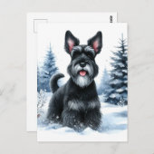 Zwarte Schnauzer Winter Waterverf Art Briefkaart (Voorkant / Achterkant)