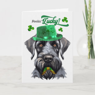 Zwarte Schnauzerhond die zich Lucky voelt St. Patr Feestdagen Kaart