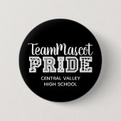 Zwarte School Pride Mascot Name Button (Voorkant)