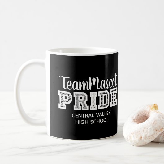 Zwarte School Pride Mascot Name Coffee Mok (Met donut)