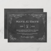 Zwarte schoolbord Vintage Rustieke Bruiloft Save The Date (Voorkant / Achterkant)