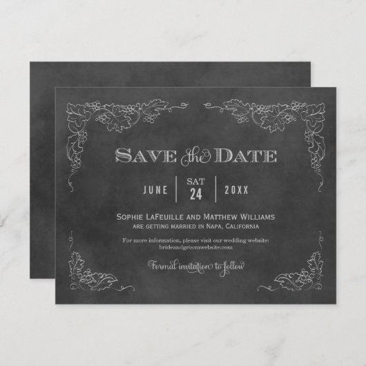 Zwarte schoolbord Vintage Rustieke Bruiloft Save The Date (Voorkant / Achterkant)