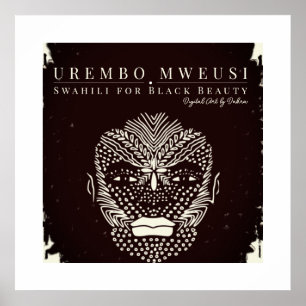 Zwarte Schoonheid Afrikaanse Vrouw Tribal Gezichts Poster