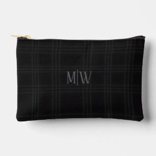 Zwarte Schotse Tartan Op Maat Gemaakte Make-uptas Etui