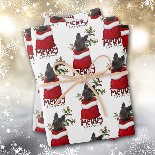 Zwarte Schotse Terrier in Holiday Gift Bag Inpakpapier Vel