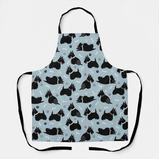 Zwarte Schotse terrier Paws and Botten Apron Schort (Voorkant)