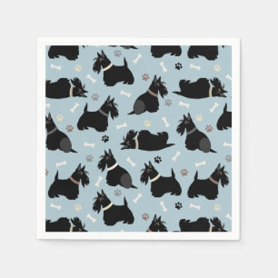 Zwarte Schotse terrier Paws en Botten Napkins Servet