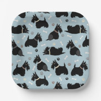 Zwarte Schotse terrier Paws en Botten Paper Borden