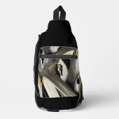 Zwarte Schoudertas Trend Abstract Kunst Wit Goud Sling Bag (Voorkant)