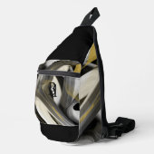 Zwarte Schoudertas Trend Abstract Kunst Wit Goud Sling Bag (Rechterhoek)