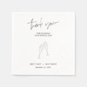 Zwarte Schreef Bruiloft Bedankt Servetten (Voorkant)