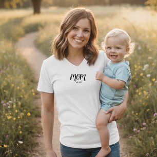 Zwarte Schrift Gestichte Moeder T-Shirt