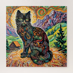 Zwarte Schuur Kat 600 Stuk Puzzel