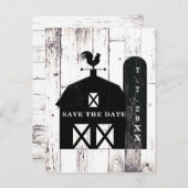 Zwarte Schuur Witte Hout Rustieke Trouw Huwelijksa Aankondigingskaart (Voorkant / Achterkant)