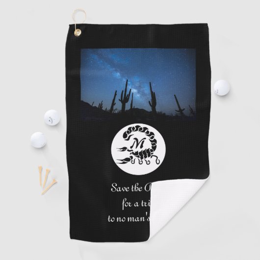 Zwarte Scorpion Silhouette Monogram Foto Golfhanddoek (Insitu)