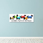 Zwarte Scottie Dogs Mode Runway Turquoise Art Canvas Afdruk (Insitu (Houten vloer))