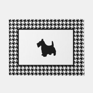 Zwarte Scottie op Houndstooth Deurmat