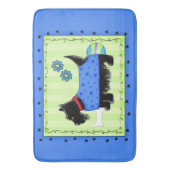 Zwarte Scottie Terrier Blue en Lime Green Badmat (Voorkant Verticaal)