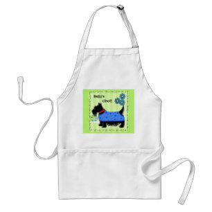 Zwarte Scottie Terrier Dog Name Persoonlijk Groen Standaard Schort