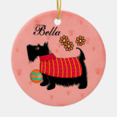 Zwarte Scottie Terrier Dog Name Persoonlijk Rood Keramisch Ornament (Voorkant)
